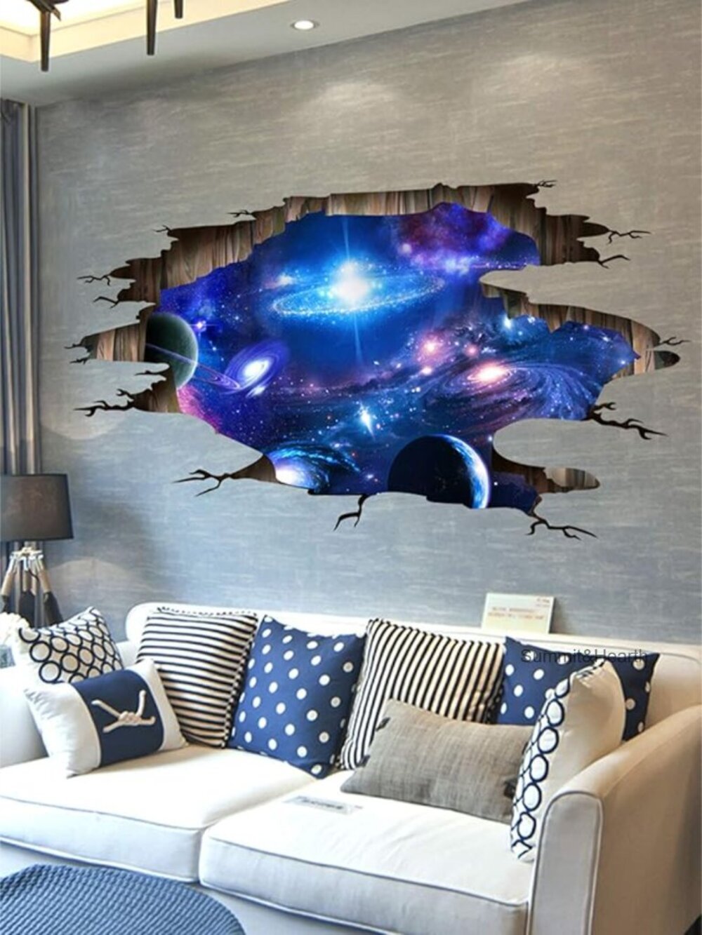 3D Galaxy Wall Mural Sticker, Waterproof PVC, Removable Space Decor
